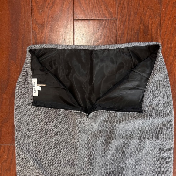 Calvin Klein Gray Linen Tweed-look Pencil Skirt - Picture 3 of 8